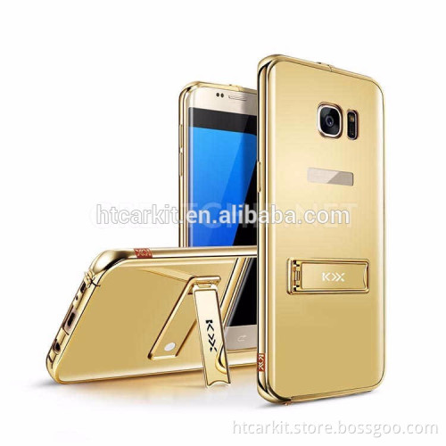 Luxry Aluminum bumper mirror cover stand case for Galaxy S7 S7 Edge